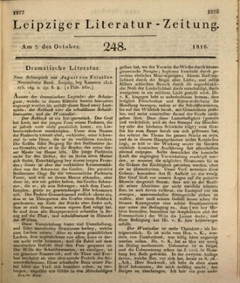 Leipziger Literaturzeitung Montag 7. Oktober 1816