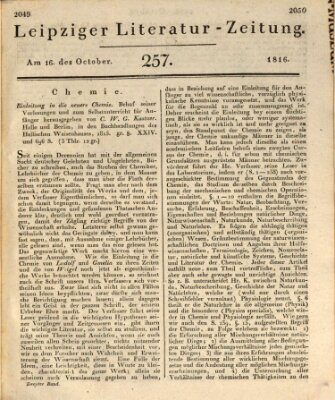 Leipziger Literaturzeitung Mittwoch 16. Oktober 1816