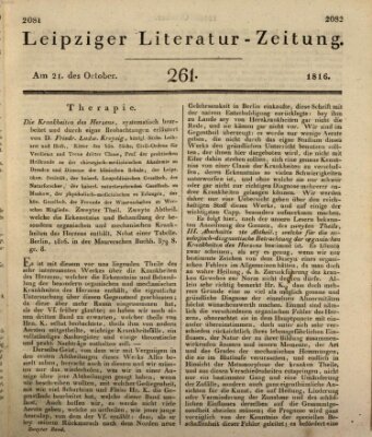 Leipziger Literaturzeitung Montag 21. Oktober 1816