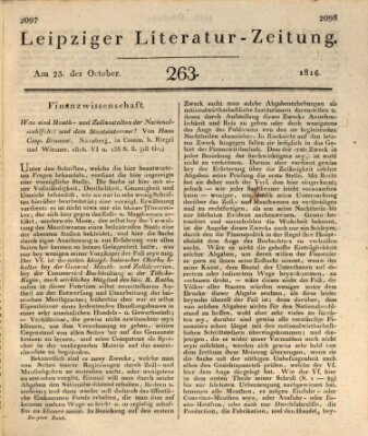 Leipziger Literaturzeitung Mittwoch 23. Oktober 1816