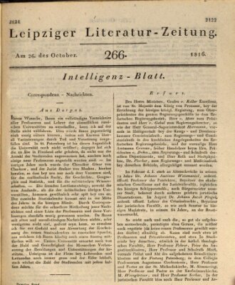 Leipziger Literaturzeitung Samstag 26. Oktober 1816