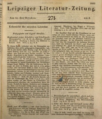 Leipziger Literaturzeitung Donnerstag 31. Oktober 1816