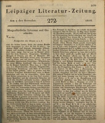 Leipziger Literaturzeitung Freitag 1. November 1816