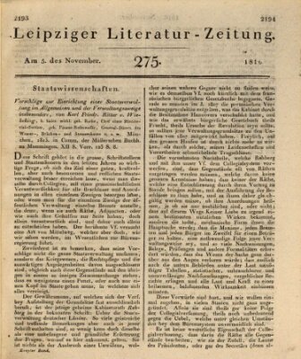 Leipziger Literaturzeitung Dienstag 5. November 1816