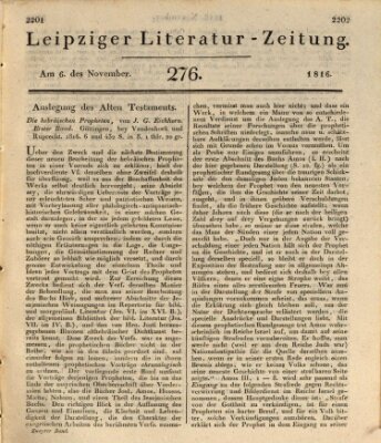 Leipziger Literaturzeitung Mittwoch 6. November 1816