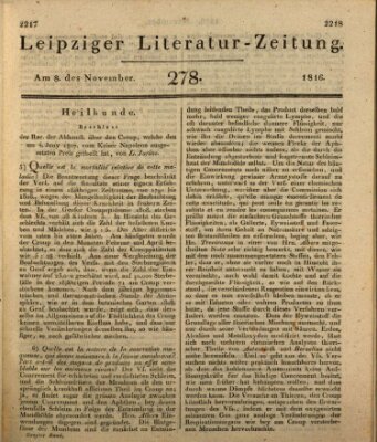 Leipziger Literaturzeitung Freitag 8. November 1816