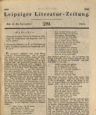 Leipziger Literaturzeitung Dienstag 12. November 1816