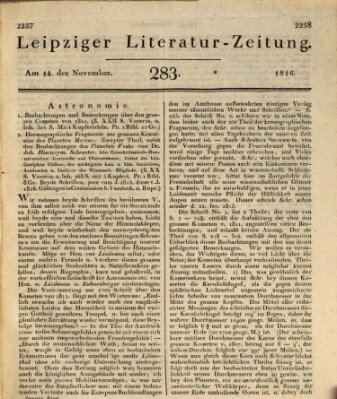 Leipziger Literaturzeitung Donnerstag 14. November 1816