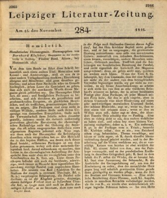 Leipziger Literaturzeitung Freitag 15. November 1816