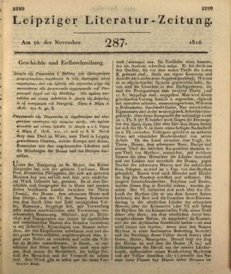 Leipziger Literaturzeitung Montag 18. November 1816