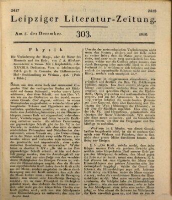 Leipziger Literaturzeitung Donnerstag 5. Dezember 1816