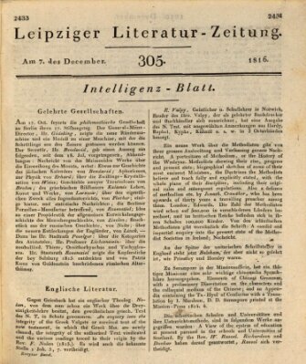 Leipziger Literaturzeitung Samstag 7. Dezember 1816