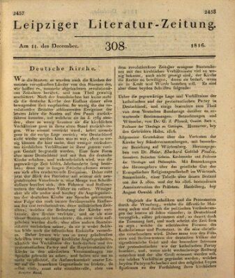 Leipziger Literaturzeitung Mittwoch 11. Dezember 1816