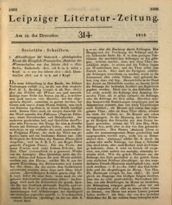 Leipziger Literaturzeitung Mittwoch 18. Dezember 1816