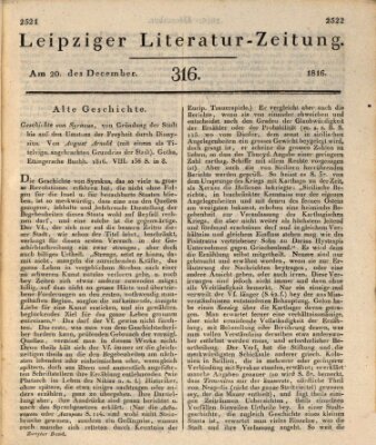 Leipziger Literaturzeitung Freitag 20. Dezember 1816