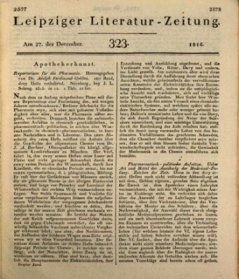 Leipziger Literaturzeitung Freitag 27. Dezember 1816