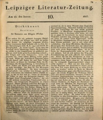 Leipziger Literaturzeitung Freitag 10. Januar 1817