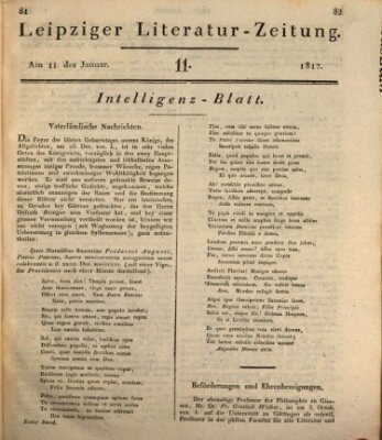 Leipziger Literaturzeitung Samstag 11. Januar 1817