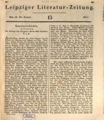 Leipziger Literaturzeitung Dienstag 14. Januar 1817