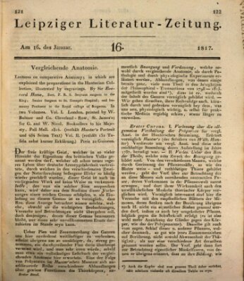 Leipziger Literaturzeitung Donnerstag 16. Januar 1817