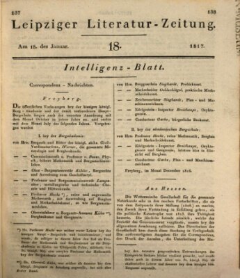 Leipziger Literaturzeitung Samstag 18. Januar 1817