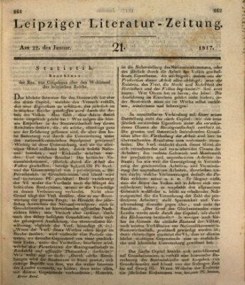 Leipziger Literaturzeitung Mittwoch 22. Januar 1817