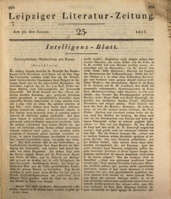 Leipziger Literaturzeitung Samstag 25. Januar 1817