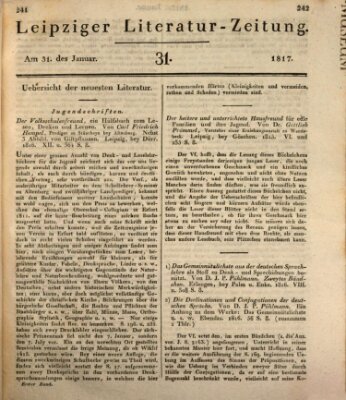 Leipziger Literaturzeitung Freitag 31. Januar 1817