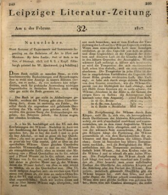 Leipziger Literaturzeitung Samstag 1. Februar 1817