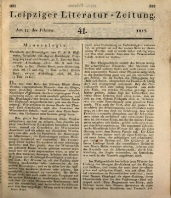 Leipziger Literaturzeitung Mittwoch 12. Februar 1817