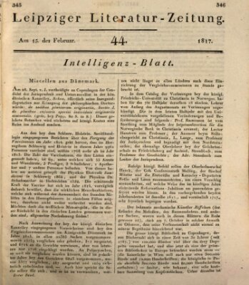 Leipziger Literaturzeitung Samstag 15. Februar 1817