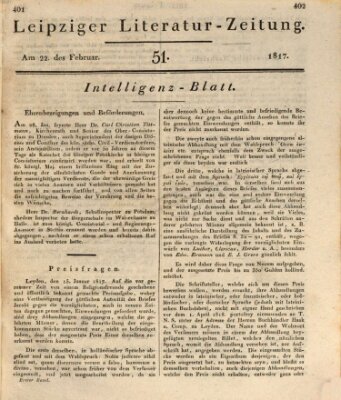 Leipziger Literaturzeitung Samstag 22. Februar 1817