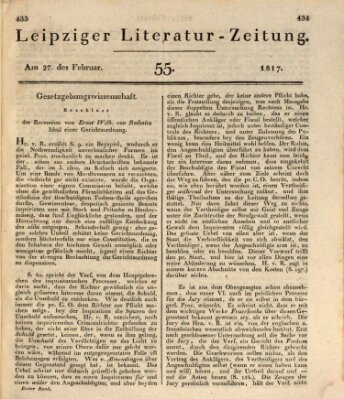 Leipziger Literaturzeitung Donnerstag 27. Februar 1817