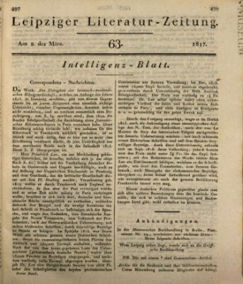 Leipziger Literaturzeitung Samstag 8. März 1817