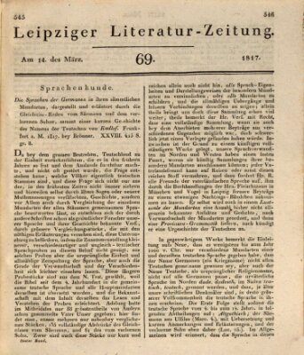 Leipziger Literaturzeitung Freitag 14. März 1817