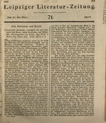 Leipziger Literaturzeitung Montag 17. März 1817