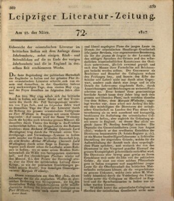 Leipziger Literaturzeitung Dienstag 18. März 1817