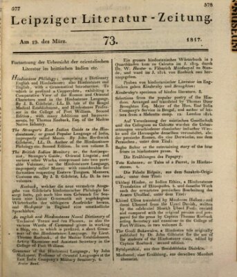 Leipziger Literaturzeitung Mittwoch 19. März 1817