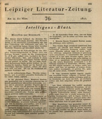 Leipziger Literaturzeitung Samstag 22. März 1817