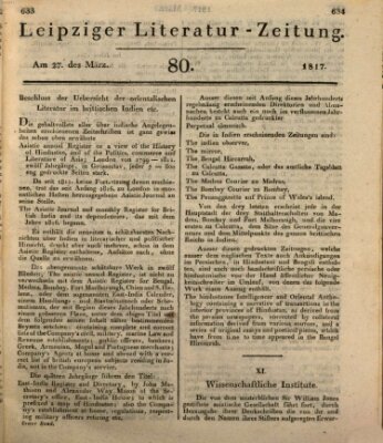 Leipziger Literaturzeitung Donnerstag 27. März 1817