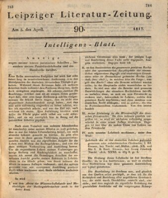 Leipziger Literaturzeitung Samstag 5. April 1817