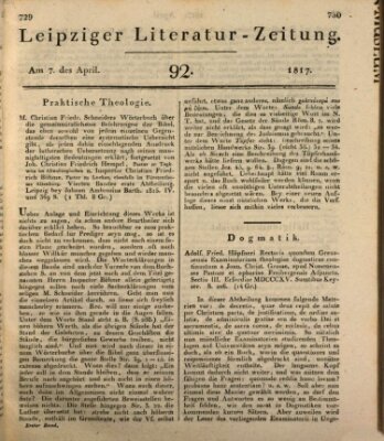 Leipziger Literaturzeitung Montag 7. April 1817