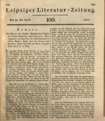 Leipziger Literaturzeitung Mittwoch 16. April 1817