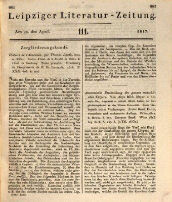 Leipziger Literaturzeitung Dienstag 29. April 1817