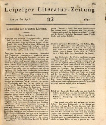 Leipziger Literaturzeitung Mittwoch 30. April 1817