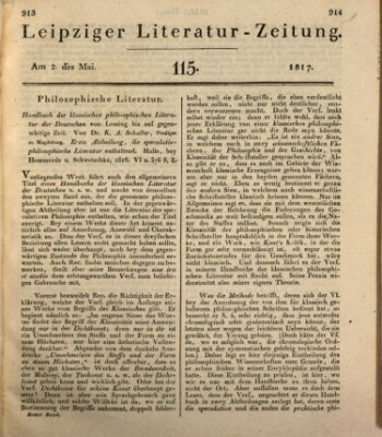 Leipziger Literaturzeitung Freitag 2. Mai 1817