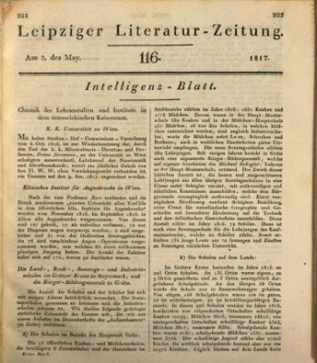 Leipziger Literaturzeitung Samstag 3. Mai 1817