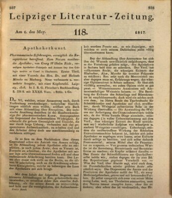 Leipziger Literaturzeitung Dienstag 6. Mai 1817