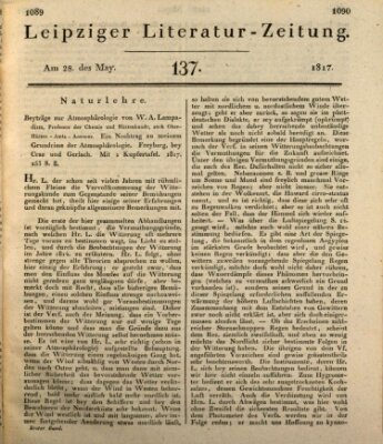 Leipziger Literaturzeitung Mittwoch 28. Mai 1817