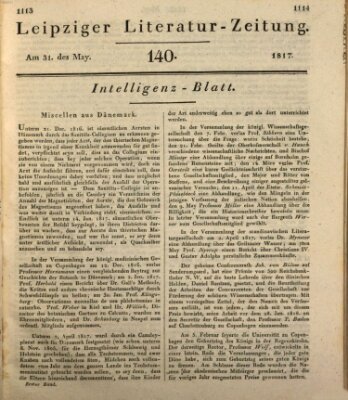 Leipziger Literaturzeitung Samstag 31. Mai 1817